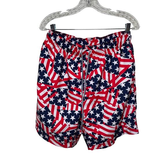 Speedo Men's Red White & Blue Stars Stripes Swim Trunks Size Large - Picture 1 of 5